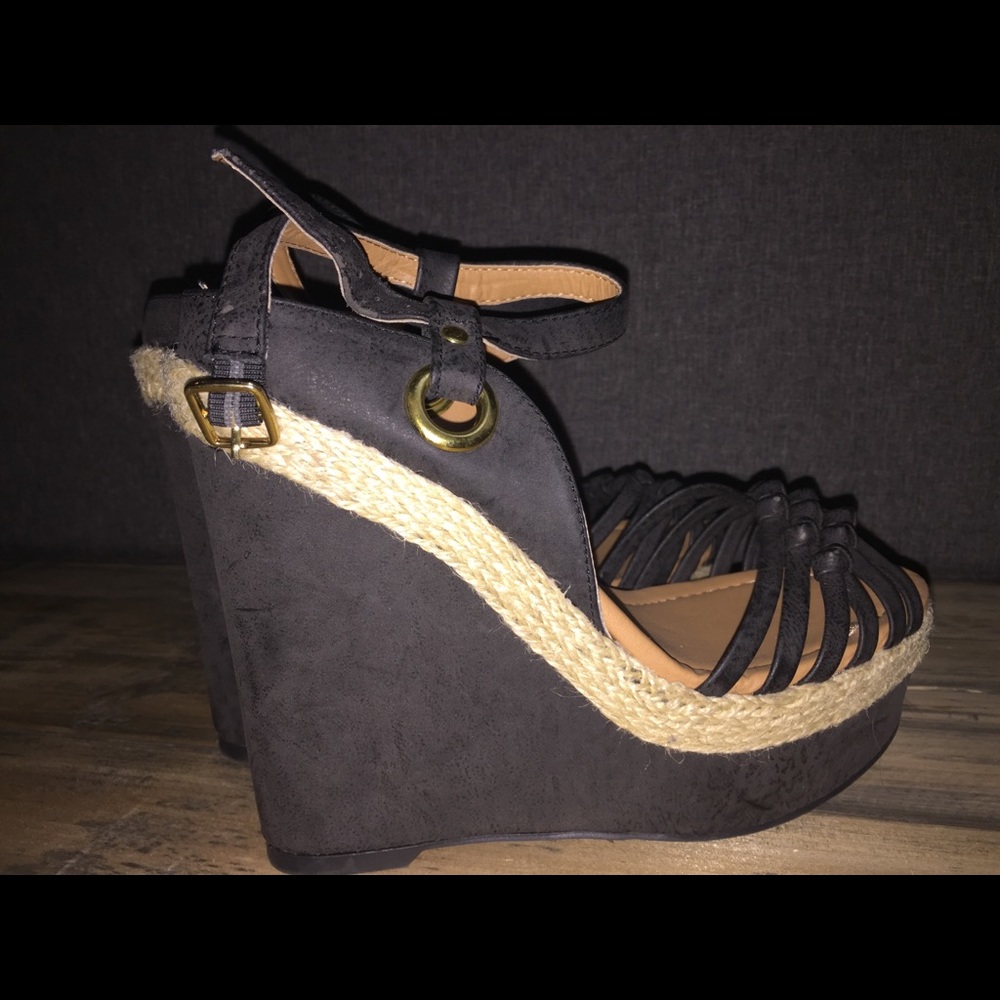 Charlotte Russe black wedge high heels size 8